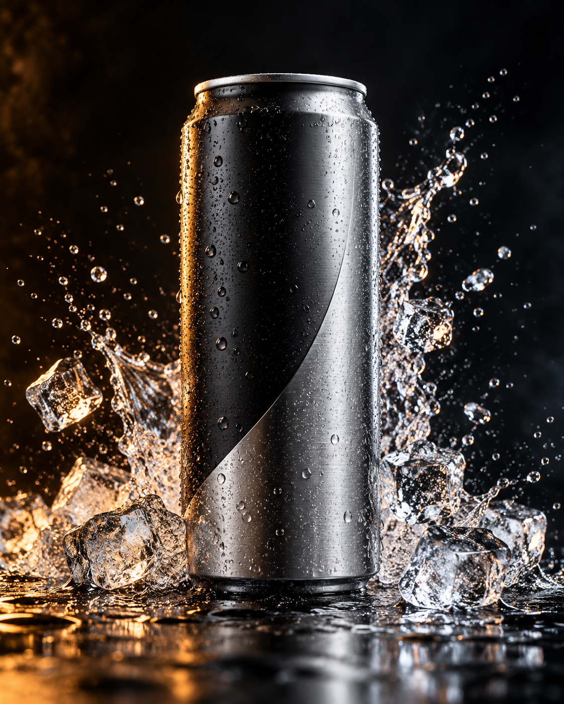 Lata de água com gás em conceito visual para Liquid Death